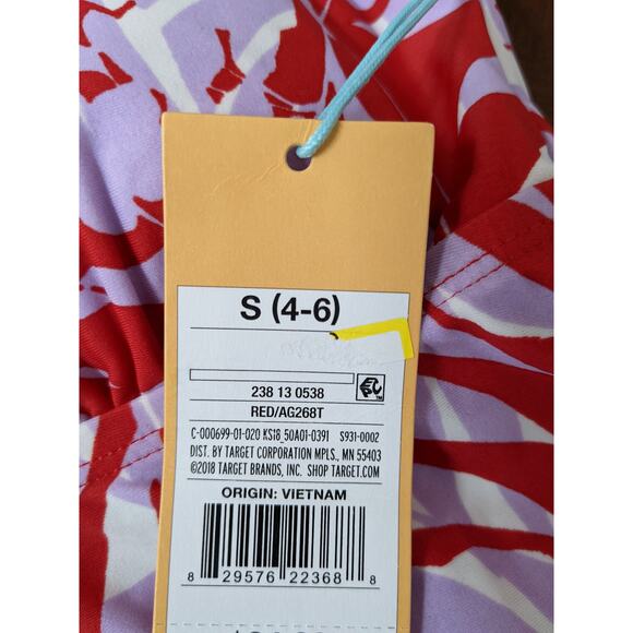 Kona Sol Tankini S Red Purple Palm Plant Tropical Swimsuit Top Deep VNeck Modest - Picture 4 of 12